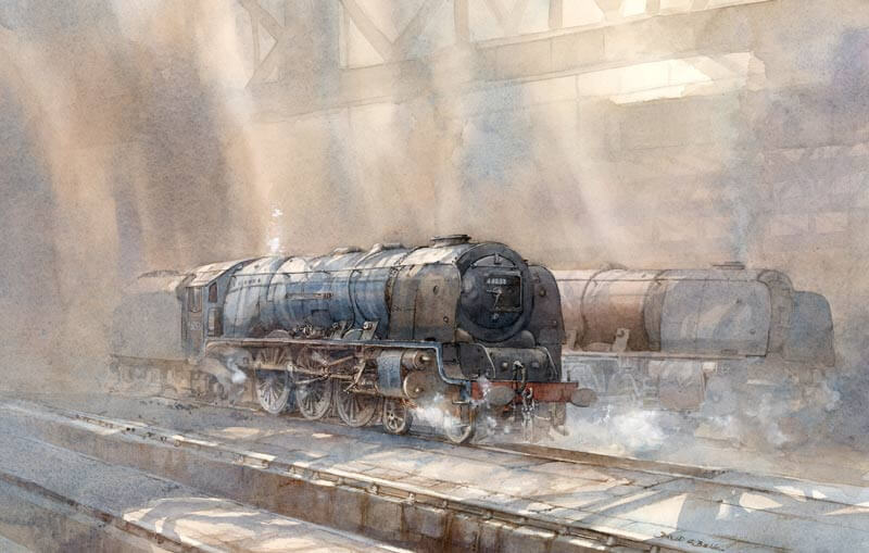 Steam Locomotive Duches of Sutherland at Carlsile station print by artist David Bell