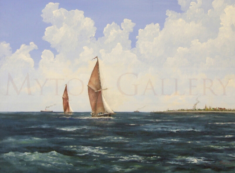 artist nick tindall sailing barges original painting
