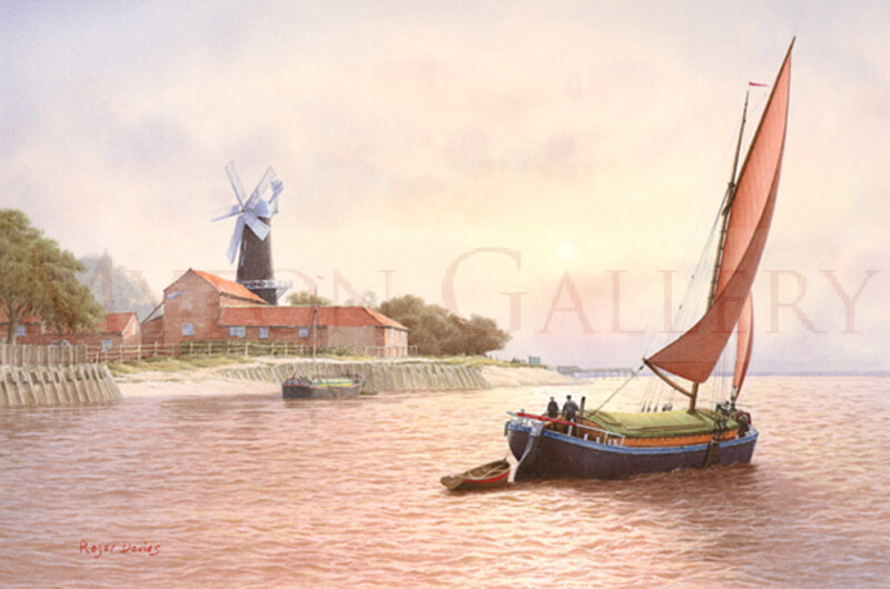 Humber Sloop Barge Off Hessle Cliff picture by marine artist Roger Davies