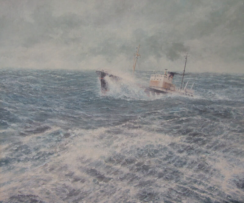 Arctic Avenger H118 Hull trawler original painting by artist David Sandell