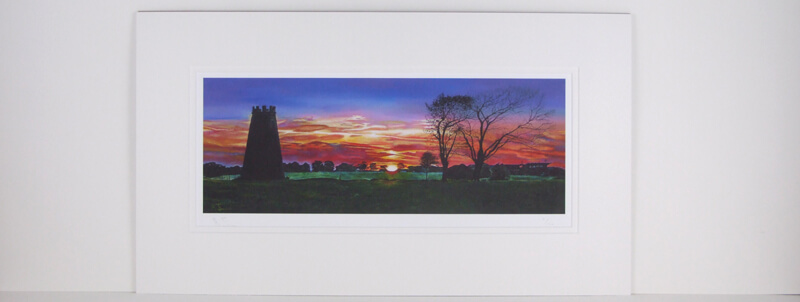 Sun Setting over Beverley Westwood, East Yorkshire picture by artist Martin Jones mounted for sale
