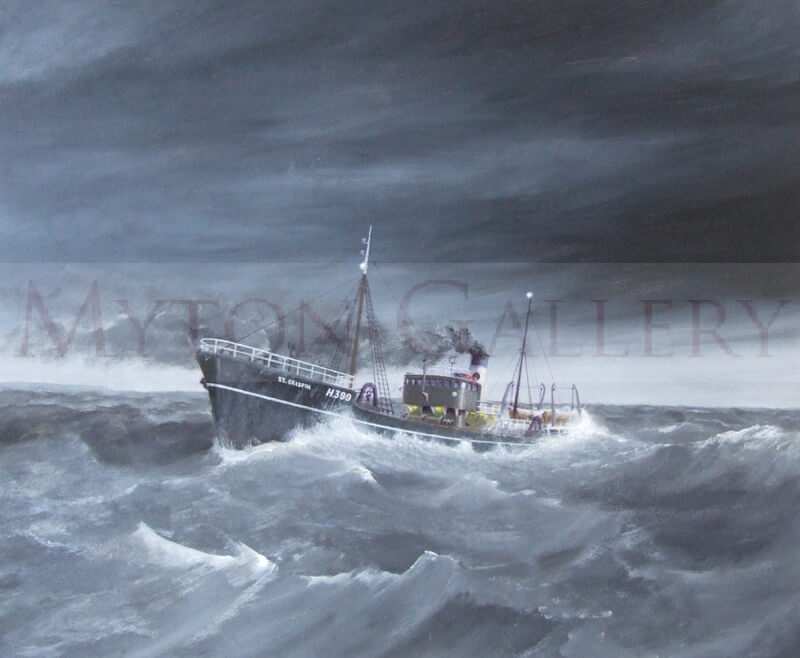 david sandell trawler painting st crispin running for shelter