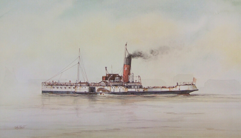 Wingfield Castle humber ferry picture by artist David Bell