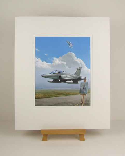 Hawk jet plane print and Humber Bridge by Gary Saunt mounted for sale
