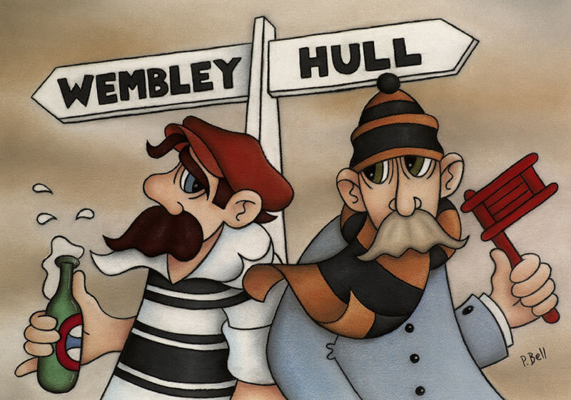 Humorous Hull FC and Hull City cartoon fine art picture by artist Peter Bell