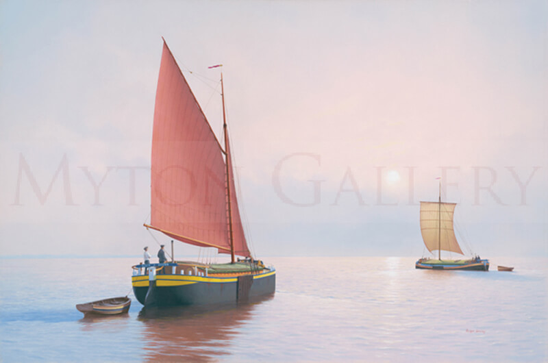Sloop and Keel Barges, Dawn on the Humber picture by marine artist Roger Davies