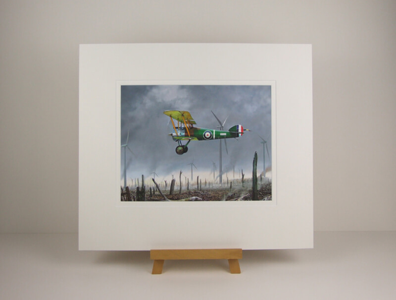 Sopwith Camel biplane aviation print by Gary Saunt mounted for sale