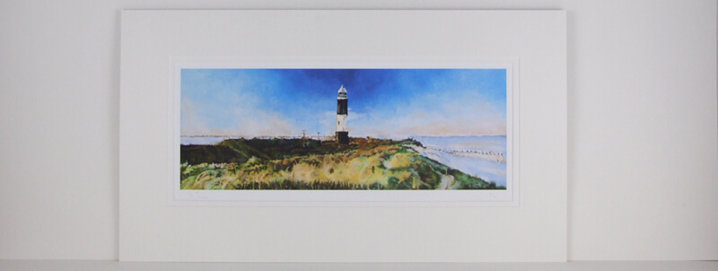 artist Martin Jones picture Spurn Point Lighthouse, East Yorkshire mounted for sale