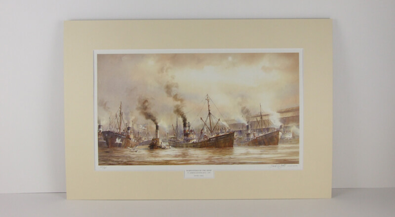 Hull fishing trawlers in St. Andrews' fish dock picture by David Bell mounted for sale